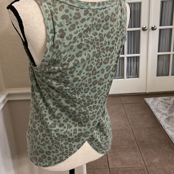 Anthropologie Dolan green leopard print fold over wrap back tank top Size XS - Picture 11 of 17